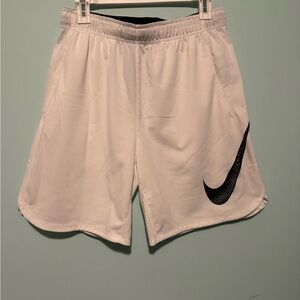 Men’s Nike White Sports Shorts with Black Logo